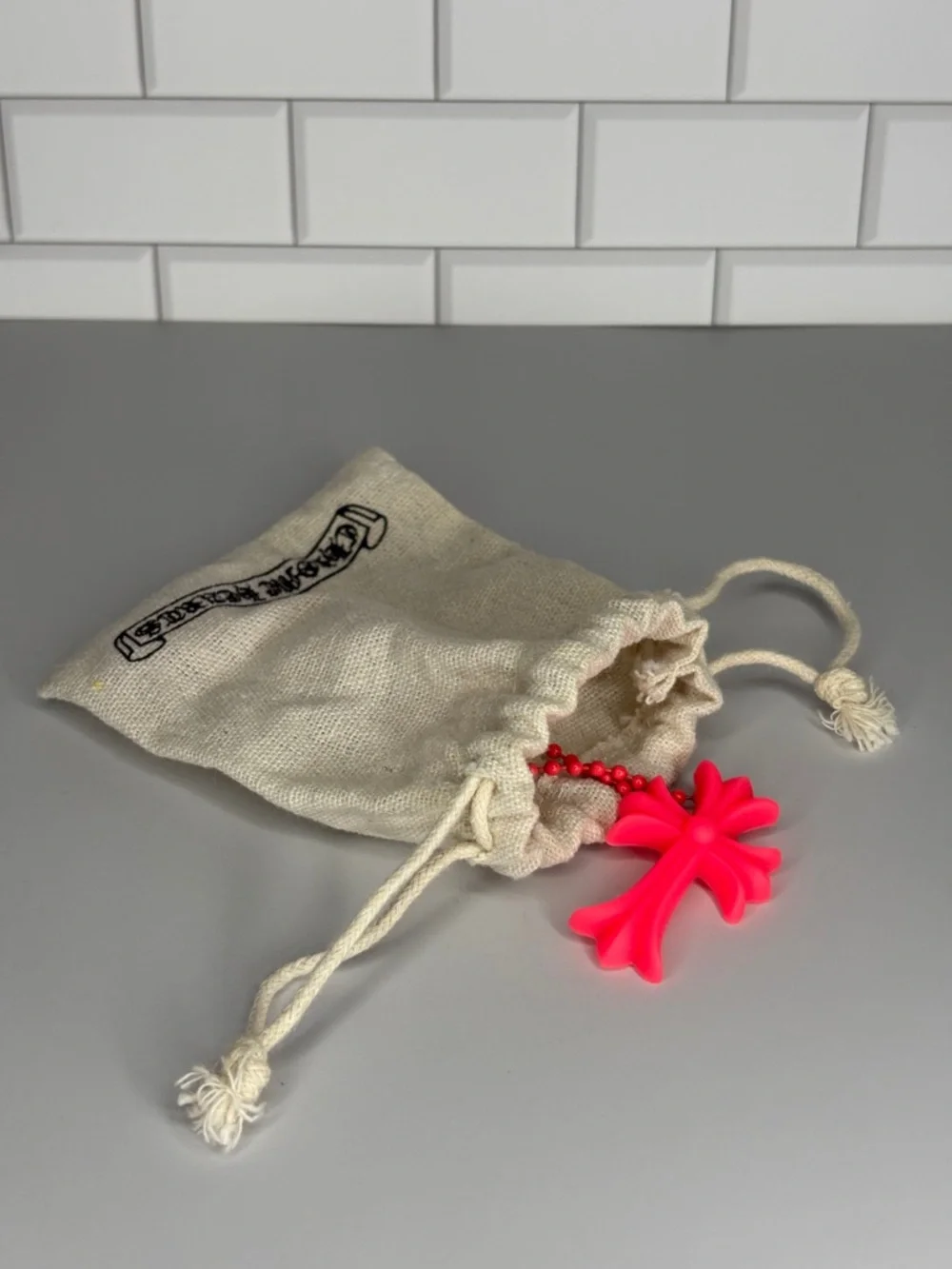 Chrome Hearts Silicone Neon Red Cross Pendant Necklace